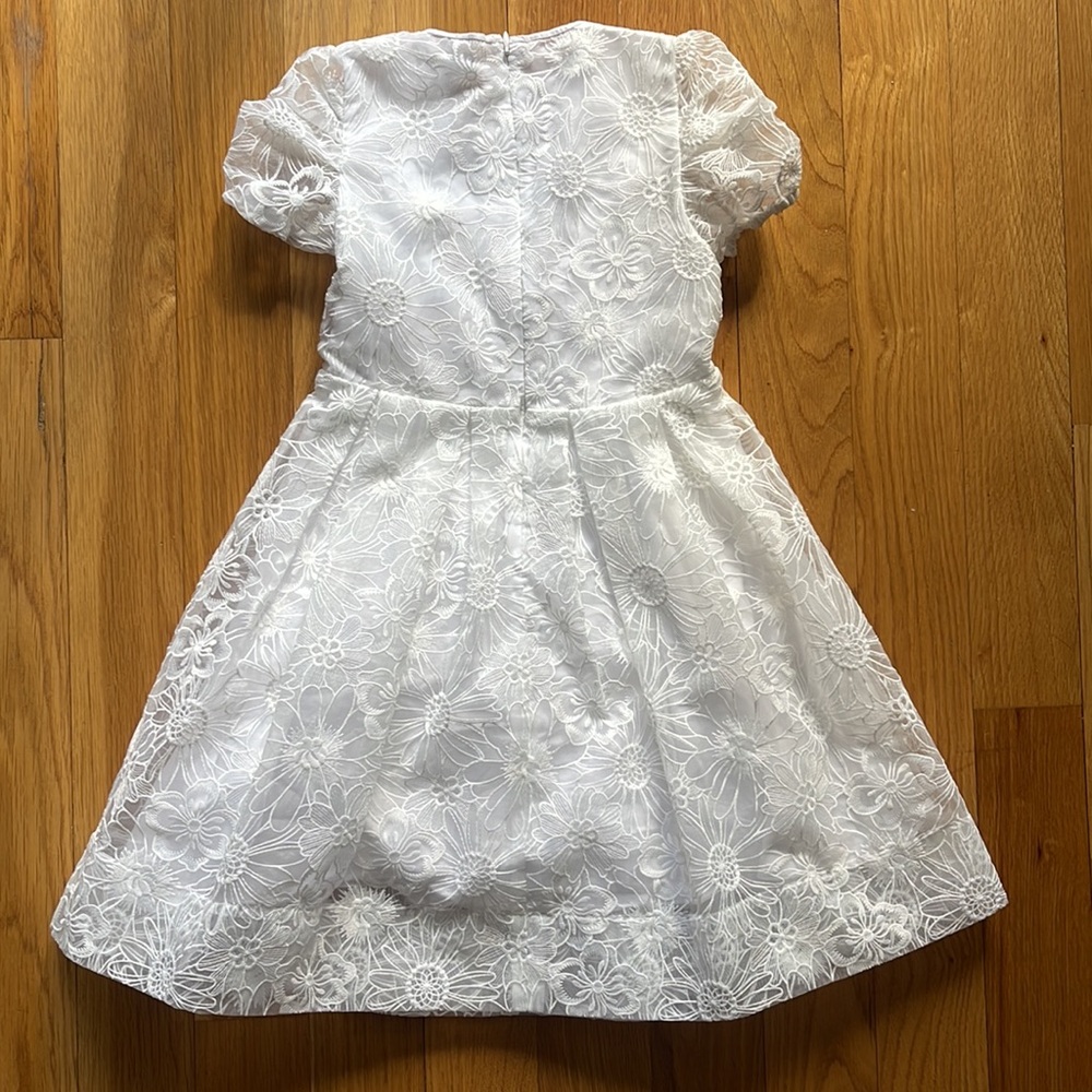 Reiss Ivory Emelie Lace Puff Sleeve Dress White Size 6-7 Girl